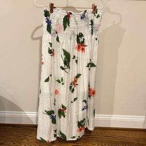 Floral A-Line Skirt in White with Multicolor Accents